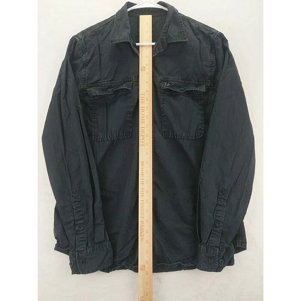 True Religion Regular Fit Mens Medium Black Button-Down Long Sleeve Shirt